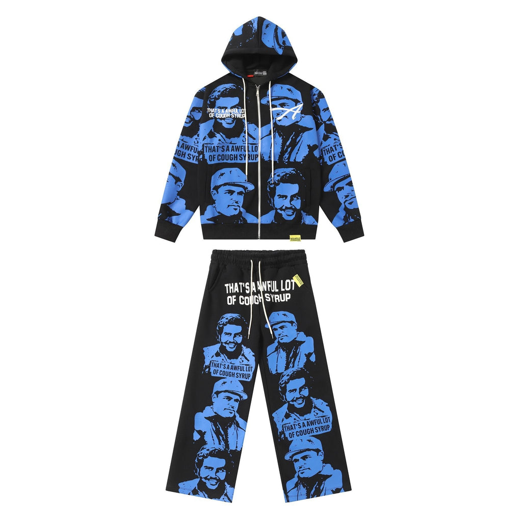 THAT'S A AWFUL LOT OF COUGH SYRUP Rising Star Graphic Zip Hoodie & Sweatpants Matching Set ¡ª front