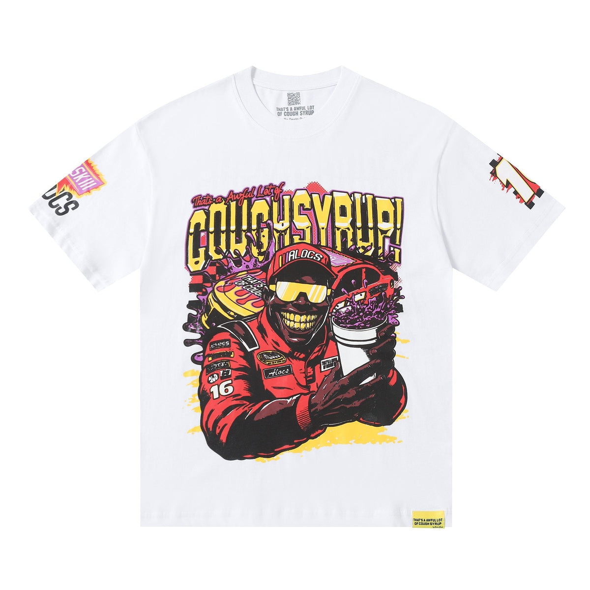 THAT'S A AWFUL LOT OF COUGH SYRUP Racing Graphic Short-Sleeve T-Shirt ¡ª front