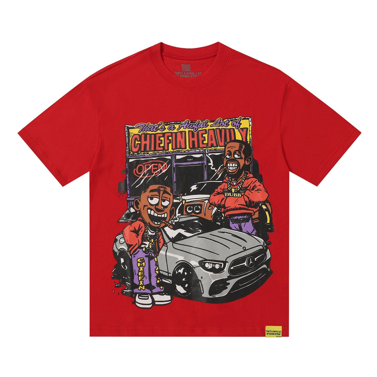 THAT'S A AWFUL LOT OF COUGH SYRUP Cartoon Car Short-Sleeve T-Shirt ¡ª front