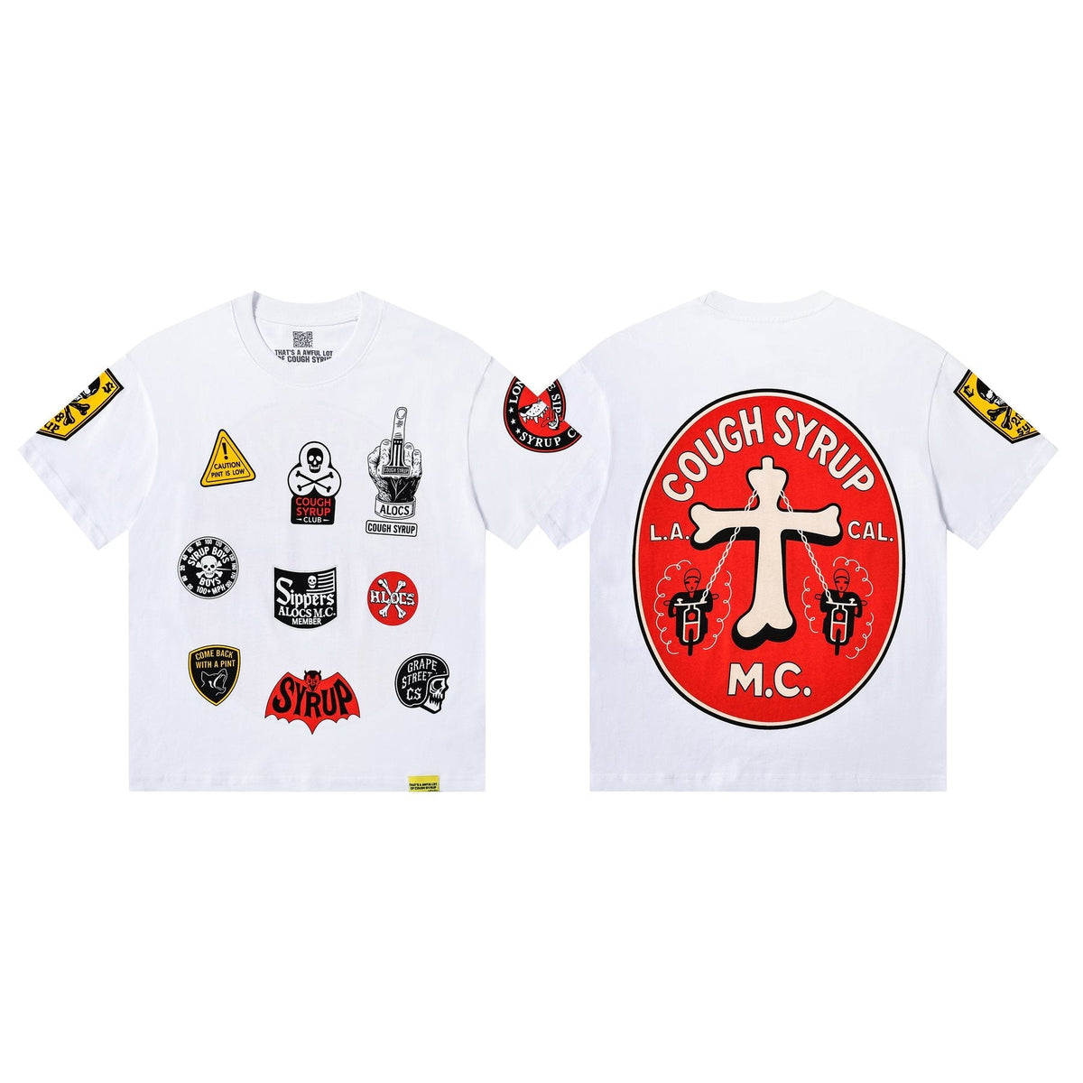 THAT'S A AWFUL LOT OF COUGH SYRUP Patch Graphic Short-Sleeve T-Shirt ¡ª front