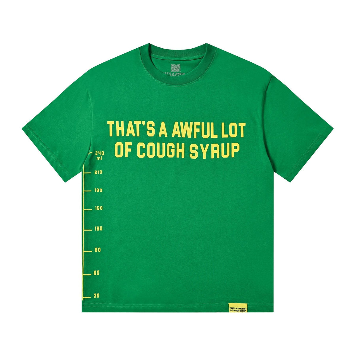 THAT'S A AWFUL LOT OF COUGH SYRUP Yellow Wordmark Short-Sleeve T-Shirt ¡ª front