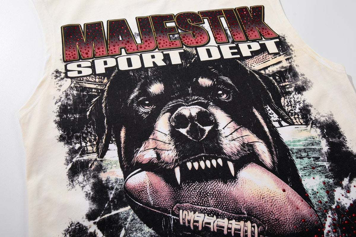 MAJESTIK Off White Graphic Sleeveless T-Shirt ¡ª detail