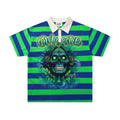 MAJESTIK Green/Blue Striped Skull Graphic Polo Shirt ¡ª hero