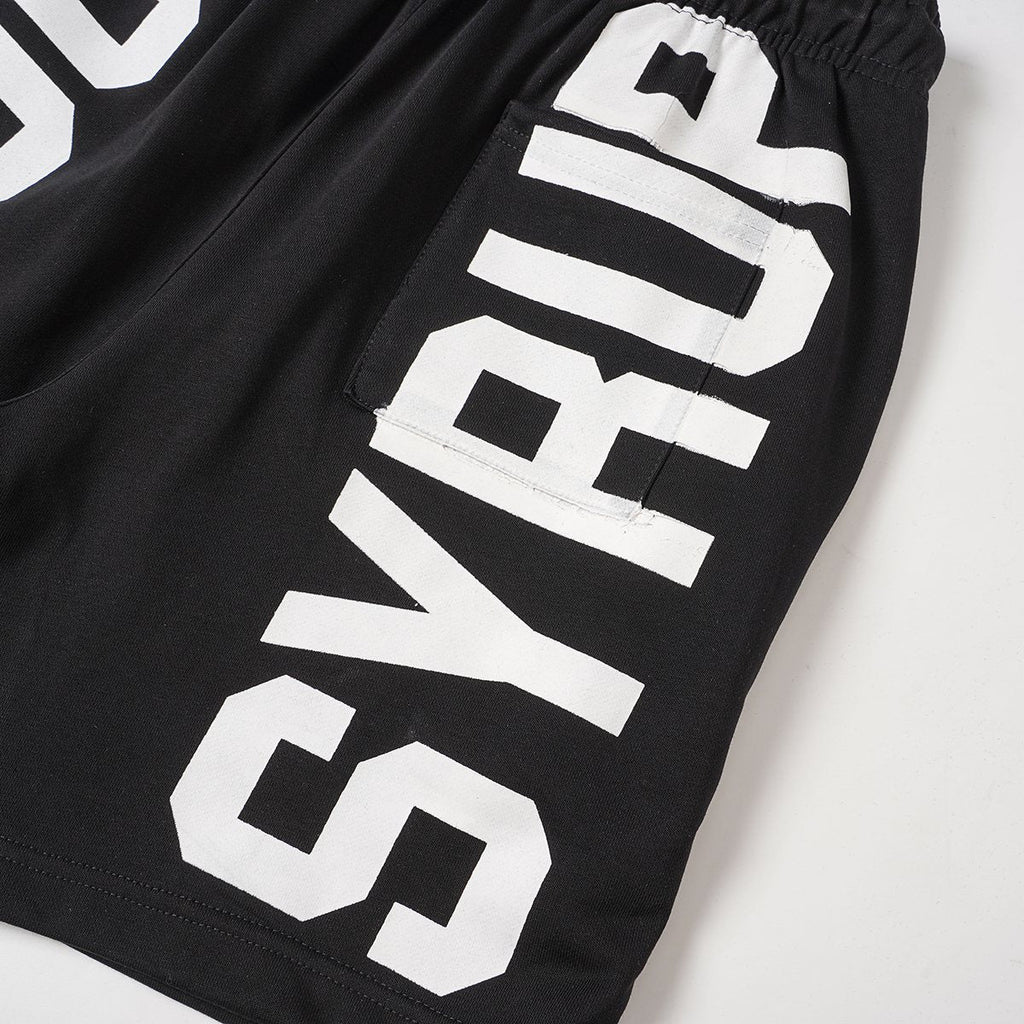 THAT'S A AWFUL LOT OF COUGH SYRUP Black Graphic Shorts ¡ª detail