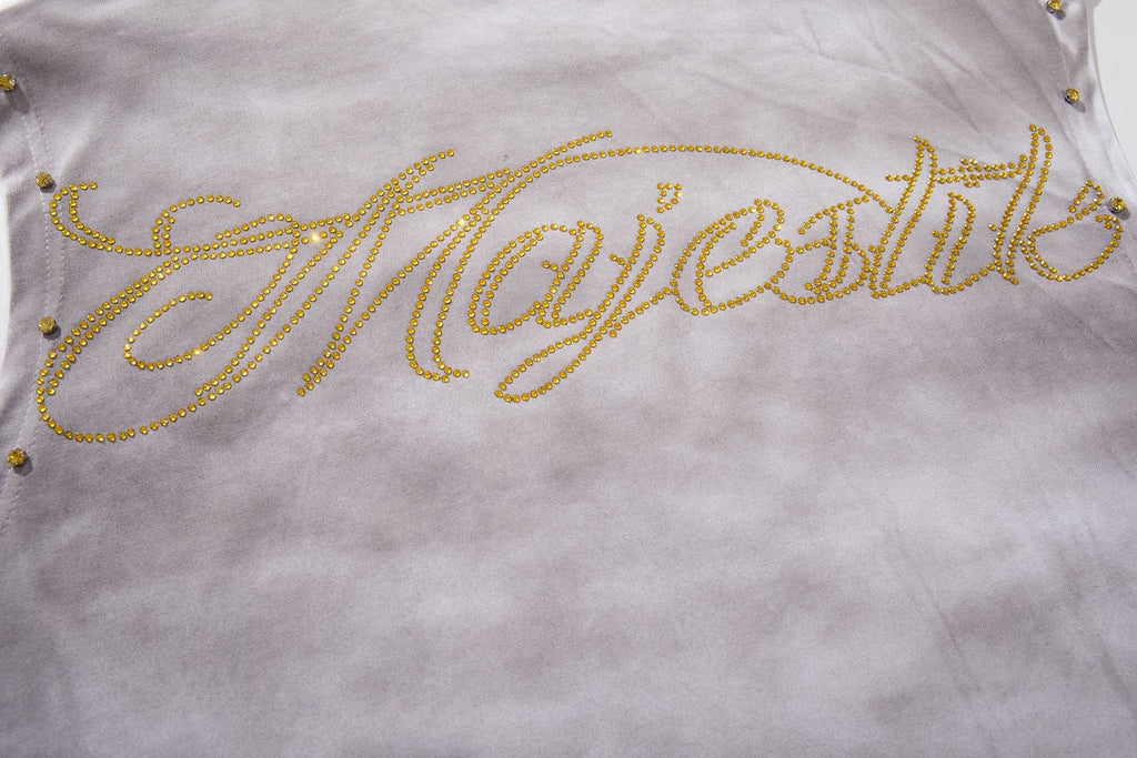MAJESTIK Studded Washed Graphic Sleeveless T-Shirt ¡ª detail
