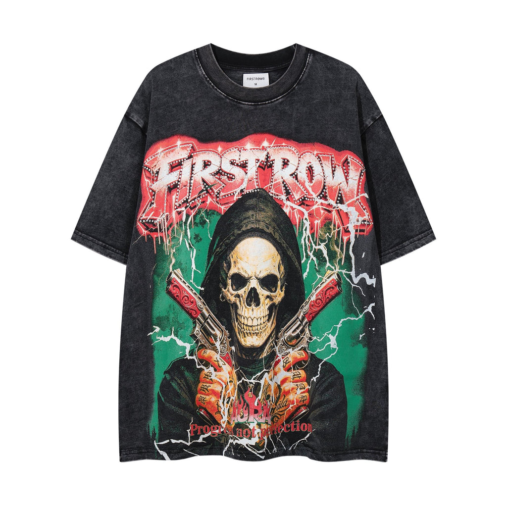 MAJESTIK Washed Black Skull Graphic T-Shirt ¡ª hero