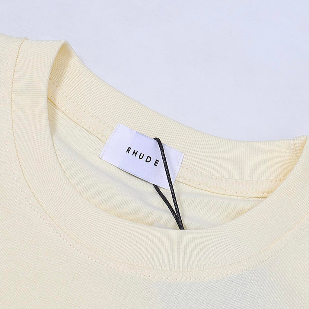 Rhude T-shirts Lake Como Lakeside Town Printed Cotton Casual Short Sleeves Men and Women